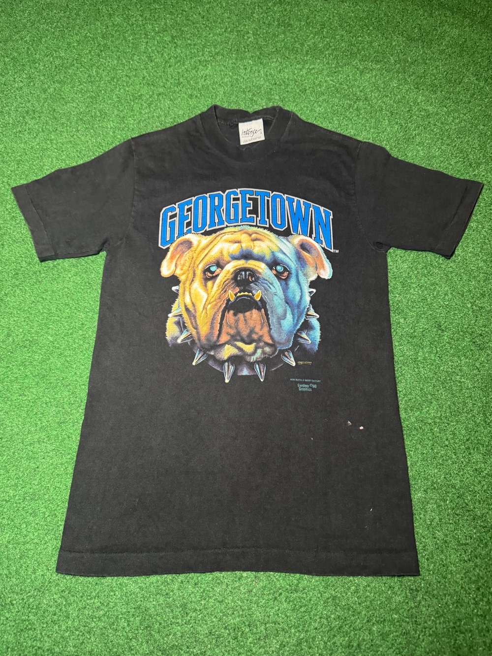 Georgetown Hoyas Salem Vintage T Shirt RARE Small 90s 3D Bulldog Intense